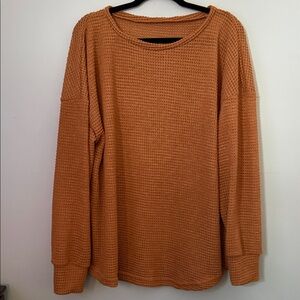 Cozy Orange Waffle Knit Sweater